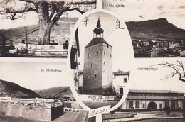 CL / CPSM 9X14 . ESPAGNE Multi-vues JACA . Banco De La Salud / Pena Oroel / Torre Del Reloj / Universidad / La Ciudadela - Huesca