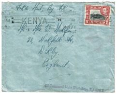 Ref 1254 - 1947 KUT Forces Airmail Cover - Kenya Roller Cancel 15c Rate - Kenya, Uganda & Tanganyika