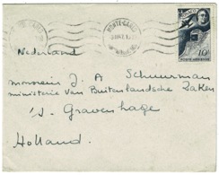 Ref 1254 - 1947 Single 10f Franking - Roosevelt Air Stamp - Monaco Monte-Carlo To Holland - Covers & Documents