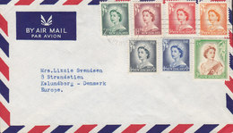 New Zealand Air Mail Mult. Franked 1956 Cover Brief To KALUNDBORG Denmark 7x QEII Values From ½d. - 9d. - Briefe U. Dokumente