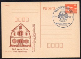 DDR 1988  Postkarte Mit Privatem Zudruck  Gebr./ Used ; BAD FREIENWALDE, Karl Weise, Volksdichter - Private Postcards - Used