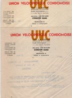 VP13.807 - Cyclisme - Papier Lettre X 2 - Union Vélocipédique Condomoise - Siège Social : Café Des Allées à CONDOM - Sports & Tourism