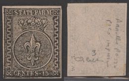 Italy Parma 1852 Coat Of Arms 15C Mi.3P Black On White Paper PROOFS SIGNED MNG AM.572 - Parme