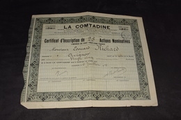 La Comtadine Société Anonyme Française D'Assurances Fluviales Et Maritimes Juillet 1918 - Navigation