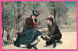 Femme - Homme - Patins à Glace - Couple - Manchon - Fourrure - Patin à Glace - 1908 - Patinaje Artístico