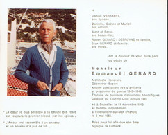 Décès De Emmanuël GERARD, Architecte, Ancien Combattant 40/45 (Bruxelles 11/11/1912 - Villefranche-sur-mer 5/5/1988) - Décès