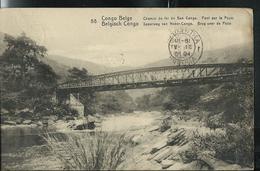 Carte Illustré Obl. N° 43. Vue: 58. Chemins De Fer Du Bas-Congo. Pont Sur La Pozo. - Obl. Kambove 30/04/1913 Pour Anvers - Postwaardestukken