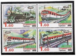 Tajikistan.2013 Railways. Block Of 4v X 1.60  Michel # 627-30 - Tayikistán