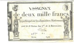 ASSIGNAT   18 NIVOSE AN 3   SERIE 3418  N°84   SIGNE BARBA - Assignats & Mandats Territoriaux