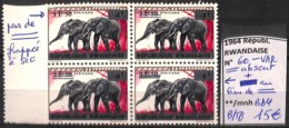 D - [827312]Rwanda 1964 - N° 60VAR, Variétés, Frappé à Sec, Bd4, Animaux, Éléphants - Elephants