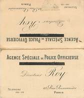 - Ref-B590- Metiers - Police -carte Visite Agence Speciale De Police Officieuse - 10 Rue Poissonniere - Paris 9e - - Police - Gendarmerie