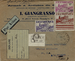 1941- Enveloppe RECC. Par Avion Affr. à 9 F.  Vignette De La Douane - Briefe U. Dokumente