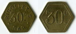 N93-0568 - Monnaie De Nécessité - Paris - Rigollet's Bar - 30 Centimes - Noodgeld