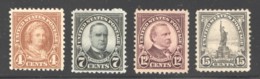 1920 Regular Issue 4¢ M. Washington, 7¢ McKinley, 12¢ Cleveland, 15¢ Statue Liberty Sc 556, 559, 564, 566 MH - Ongebruikt