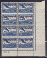 Albania 1929 Airmail Mi#212 Mint Never Hinged Piece Of Eight With Margins And Sheet Mark - Albanie