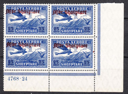 Albania 1929 Airmail Mi#212 Mint Never Hinged Piece Of Four With Margins And Sheet Mark - Albanien