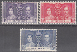 ST VINCENT     SCOTT NO  138-40      MINT HINGED      YEAR  1937 - St.Vincent (...-1979)