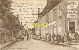 72 Montmirail, Rue Basse, Belle Animation Devant L'Hotel De France, écrite 1930 - Montmirail