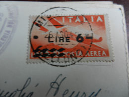 19828) ALBERGO LAGO MISURINA POSTA AEREA SOPRASTAMPATO LIRE 6 VIAGGIATA 1948 - Luchtpost