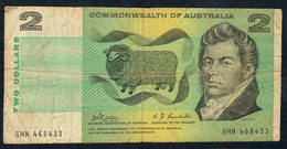 AUSTRALIA  P38c 2 DOLLARS  1968 Signatures Phillips / Rendall      FINE - 1966-72 Reserve Bank Of Australia
