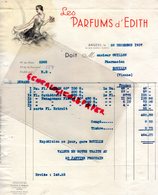 49- ANGERS- BELLE FACTURE PARFUMERIE LES PARFUMS D' EDITH- PARFUM-26 RUE ALBERIC DUBOIS - 1937 - Droguerie & Parfumerie
