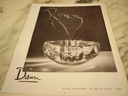 ANCIENNE PUBLICITE CENDRIER  CRISTAL DE DAUM 1951 - Andere & Zonder Classificatie