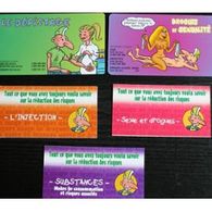 3 Dépliants & 2 Cartes  Prévention Toxicomanie (Réduction Des Risques)  : Substances, Sexe & Drogues, Injection, Dépist - Medicina & Salute