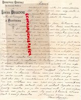 86- POITIERS- RARE LETTRE MANUSCRITE SIGNEE LOUIS DEGENNE- ENTREPRIS TRAVAUX PUBLICS-1 RUE TOURNIQUET-FIN XIX E - 1800 – 1899