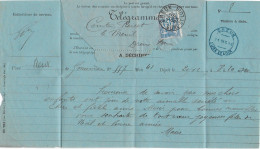 1893 - TYPE SAGE - TELEGRAMME TIMBRE (RARE !) De GMUNDEN =>  DREUX (EURE ET LOIRE) - 1876-1898 Sage (Type II)