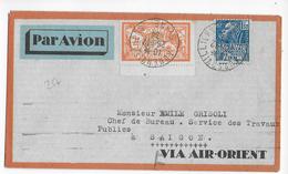 1934 - ENVELOPPE Par AVION De AUBERVILLIERS => SAÏGON Via AIR ORIENT - 1960-.... Lettres & Documents