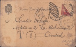 1899-H-163 CUBA 1899 US OCCUPATION. TARJETA POSTAL CON BICEPTO Y TASA POR COBRAR. POSTAGE DUE. 1902. - Storia Postale