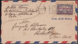 1930-H-50 CUBA REPUBLICA. 1930. 10c HABILITADO DE CORREO AEREO. ENERO 1934 A US. - Lettres & Documents