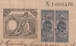 GIR-47 CUBA (LG1517) SPAIN ANT. REVENUE 1889 SEALLED PAPER + GIROS STAMPS. - Timbres-taxe