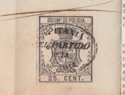 POL-74 CUBA (LG1532) SPAIN ANT.CHINA SLAVE COLONO CEDULA + REVENUE POLICE STAMP 1865. - Portomarken