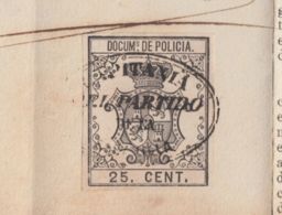 POL-74 CUBA (LG1532) SPAIN ANT.CHINA SLAVE COLONO CEDULA + REVENUE POLICE STAMP 1865. - Segnatasse