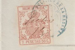 POL-75 CUBA (LG1533) SPAIN ANT.OLD PASSPORT TO SPAIN ANT. 1873 + REVENUE POLICE 7 PTAS. - Strafport