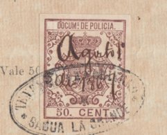 POL-80 CUBA (LG1538) SPAIN ANT.CHINA SLAVE COLONO CEDULA + REVENUE POLICE STAMP 1867. - Postage Due