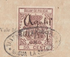 POL-80 CUBA (LG1538) SPAIN ANT.CHINA SLAVE COLONO CEDULA + REVENUE POLICE STAMP 1867. - Timbres-taxe