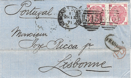 1871 Letter From  Newcastle  To  LISBOA ( Portugal ) Fr. 6 Pence  - French And Spanish Way ? - Cartas & Documentos
