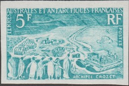 TAAF 1963 Y&T 20 Michel 28. Essai De Couleurs Turquoise. Archipel Crozet : Pingouins, Station Géophysique, Aéroglisseur - Antarktischen Tierwelt