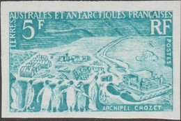 TAAF 1963 Y&T 20 Michel 28. Essai De Couleurs Turquoise. Archipel Crozet : Pingouins, Station Géophysique, Aéroglisseur - Fauna Antartica