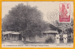 1908 CP De Libreville, Gabon Vers Saint Pierre Des Champs, Aude - Affrt 10 C Guerrier - Vue Village  Louis - Lettres & Documents