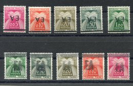 RC 10977 ALGERIE EA TAXE N° 49 / 58 LES 2 SERIES DONT UNE AVEC VARIÉTÉ DE SURCHARGES REVERSÉES NEUF ** - Impuestos