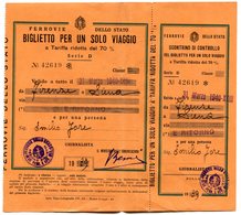 RC 10978 ITALIE 1939 / 1940 BILLET DE TRAIN FIRENZE SIENNA ITALY ITALIA TB - Europa