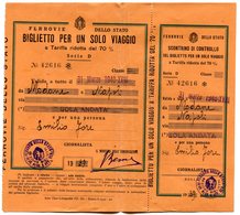 RC 10979 ITALIE 1939 / 1940 BILLET DE TRAIN MODANE - NAPLI ITALY ITALIA TB - Europa