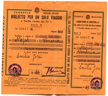 RC 10981 ITALIE 1939 / 1940 BILLET DE TRAIN NAPOLI - VENEZIA ITALY ITALIA TB - Europa