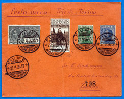 Storia Postale 27/9/1926 - Aerogramma Del Volo Trieste-Torino Con San Francesco 5,00+2,50 Lire Timbro Di Arrivo - Marcophilia (AirAirplanes)