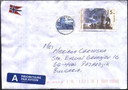 Mailed Cover (letter) With Stamps Architecture Castle 1982, Sport Chess 2014  From Norway To Bulgaria - Cartas & Documentos