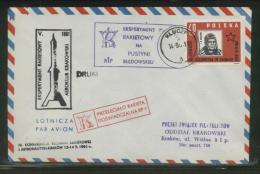 POLAND 1961 KRAKOW EXPERIMENTAL ROCKET FLIGHT FLOWN COVER BLACK CACHET KLUCZE (a) ROCKETS - Cohetes