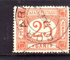 ROMANIA 1896 PARCEL POST STAMPS PACCHI POSTALI CIFRA NUMERAL 25b USATO USED OBLITERE' - Pacchi Postali